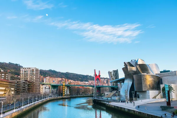 Bilbao Španělsko Června 2016 Panoramatický Výhled Guggenheimovo Muzeum Most Salve — Stock fotografie