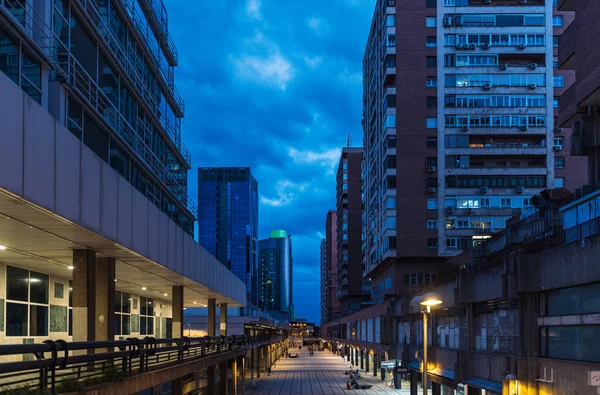 Madrid May 2021 Wide Angle View Alleys Modern Buildings Azca — Stock Photo, Image