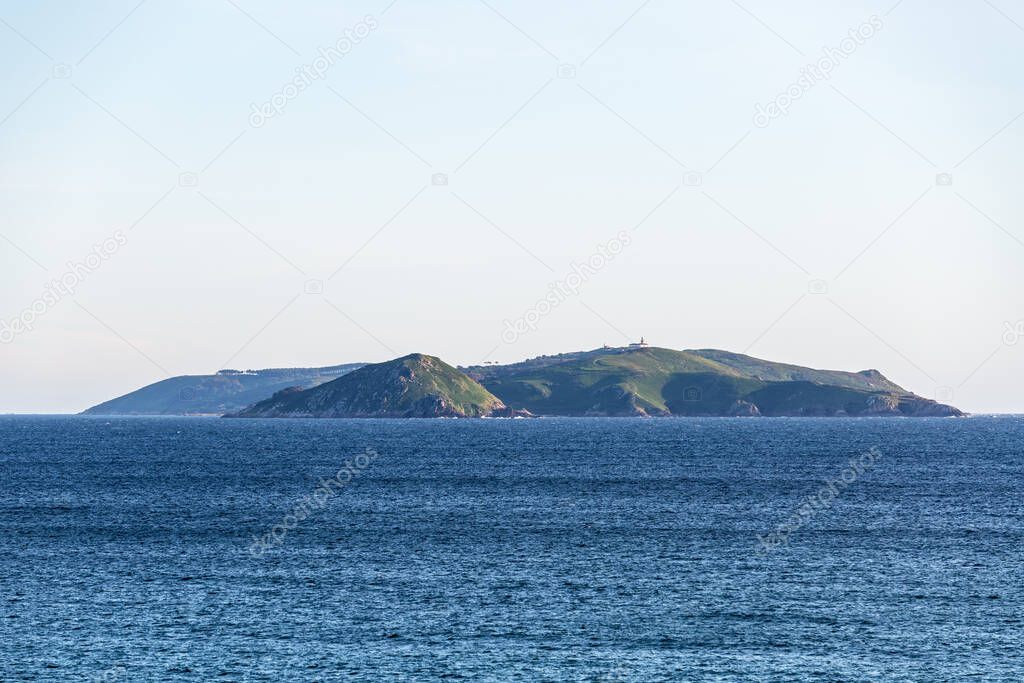 Ons island in the Ria de Pontevedra in Galicia, Spain, on a clear Spring day.