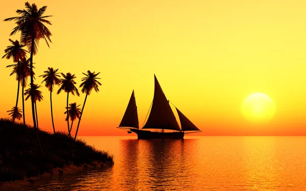 Sailing Ship in Sunset — Stock Photo, Image