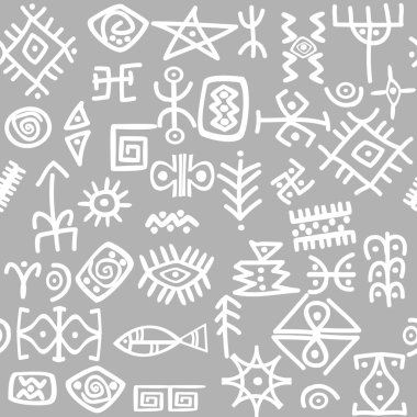 Ancient symbols set seamless clipart