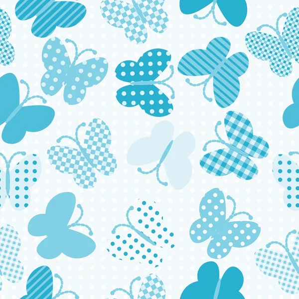 Blue patterned butterflies seamless — Stock Vector