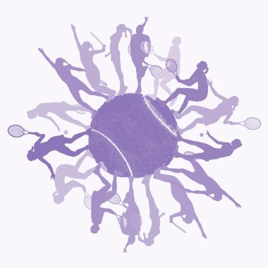 Tenis topu ve oyuncu siluetleri tasarımıyla