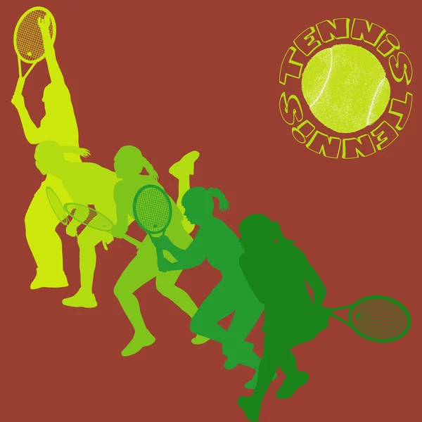 Silhouetten von Tennisspielern — Stockvektor