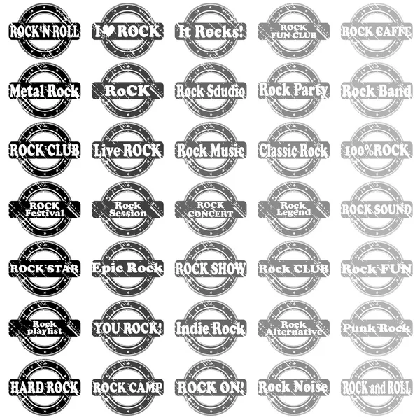 Set van rock-'n-roll-stempels — Stockvector