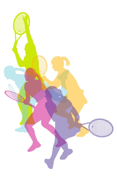 Vrouwen tennis silhouetten achtergrond — Stockfoto