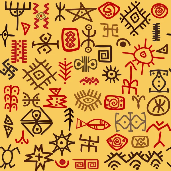 Ethnic symbols background — Stock Vector