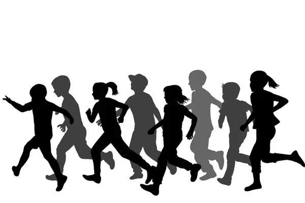 Παιδιά σιλουέτες που τρέχει — Διανυσματικό Αρχείο