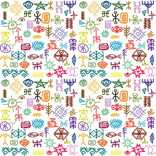 Simboli etnici tribali sfondo colorato — Vettoriale Stock