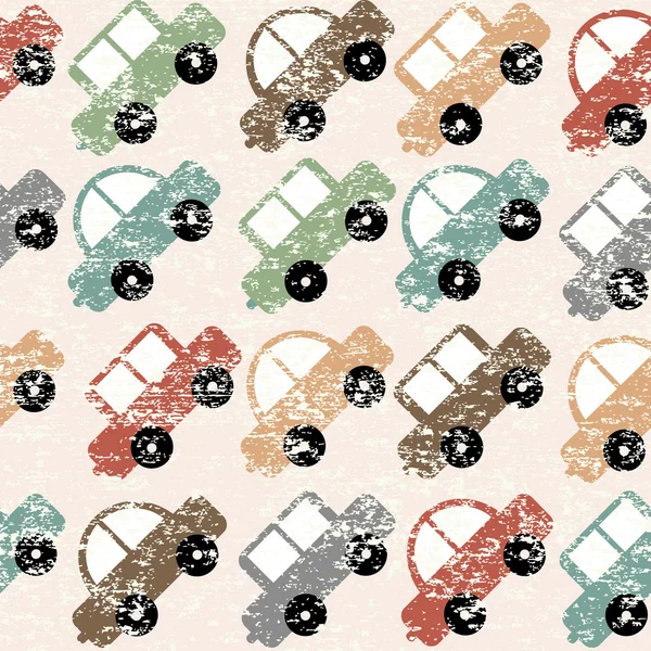 Vintage background with cartoon cars — Stock Vector