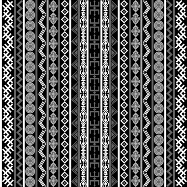 Siyah ve beyaz arka plan etnik motiflerle