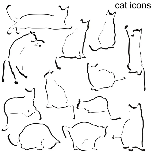 Set icone gatto — Vettoriale Stock
