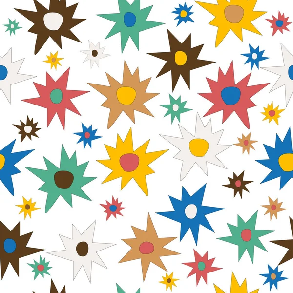 Doodle Stars Colored Seamless Background — Stock Vector
