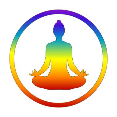 Çakra renginde nilüfer pozisyonunda yoga silueti