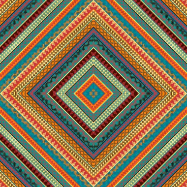 Etnik motiflere sahip geometrik dekoratif kusursuz desen