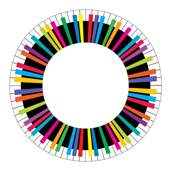 Abstrato Colorido Circular Piano Chaves Fundo Branco — Vetor de Stock