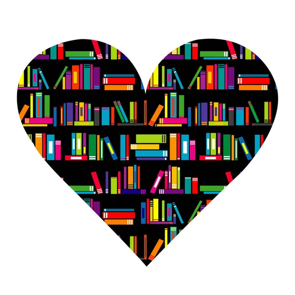 Encantan Los Libros Concepto Con Corazón Hecho Libros — Vector de stock