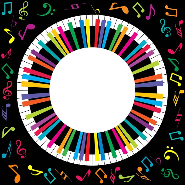 Hudební Plakát Abstraktním Barevným Klavírem Notami — Stockový vektor