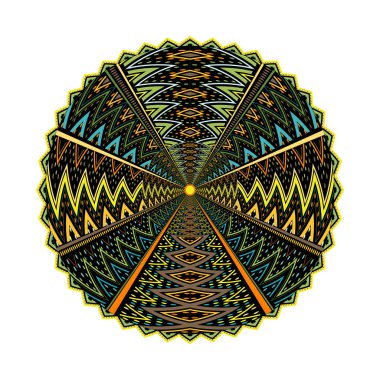 Beyaz arka plan üzerinde izole yuvarlak geometrik motif