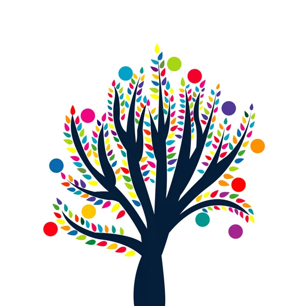Абстрактне дерево з кольоровими листям і фруктами — стокове фото