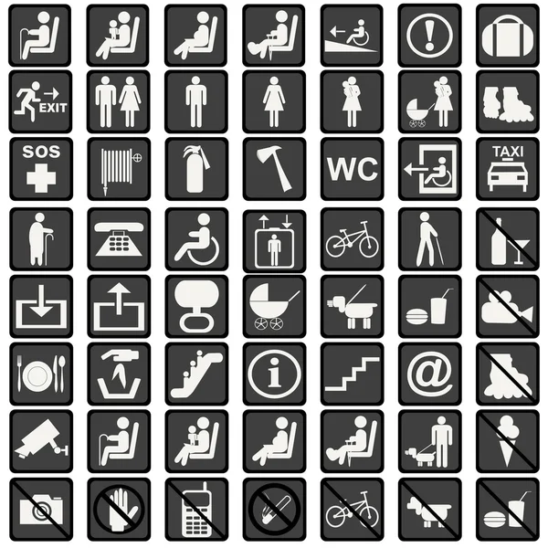 Symbole für internationale Zeichen, die in Transportmitteln verwendet werden — Stockfoto