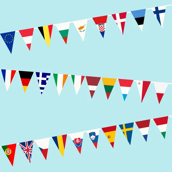 Bunting of flags from European Union — Stock Photo, Image