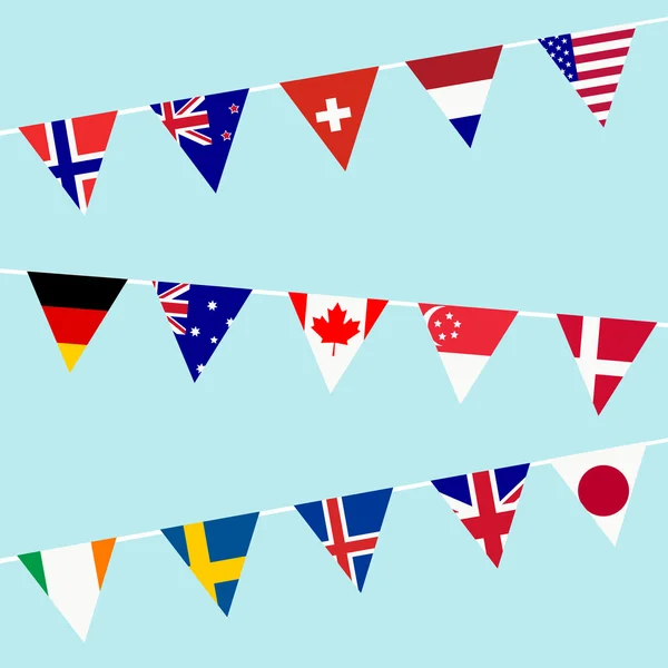 Fahnenmeer mit den Flaggen der am weitesten entwickelten Länder der Welt — Stockfoto