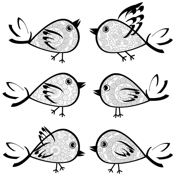 Conjunto de aves con dibujos —  Fotos de Stock