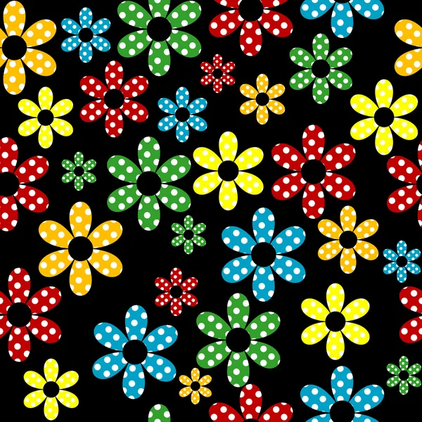 Seamless pattern with colored dotted flowers — Stock Photo, Image