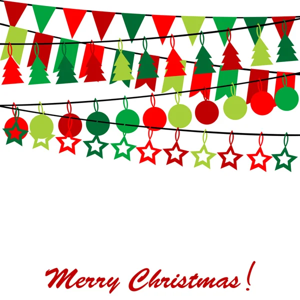 Merry Christmas card met bunting en slingers — Stockvector