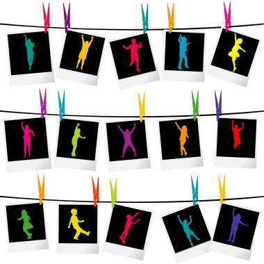 Photo frames with children silhouettes clipart