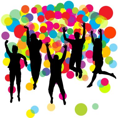 Mutlu erkek ve kız atlama