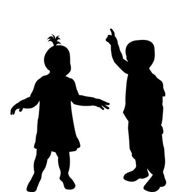 iki küçük çocuklar silhouettes
