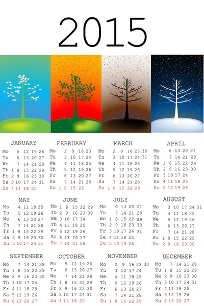 2015 kalendář s roční období — Stockový vektor