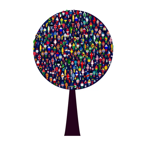 Mundo árbol de la gente — Vector de stock
