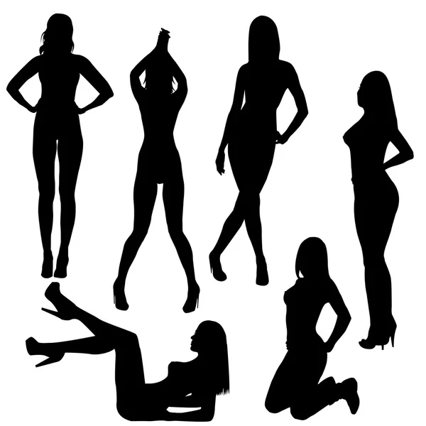 Sexy femmes nues silhouettes — Image vectorielle