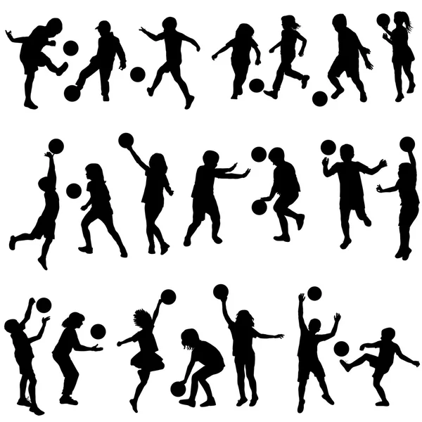 Silhouettes enfants actifs — Image vectorielle