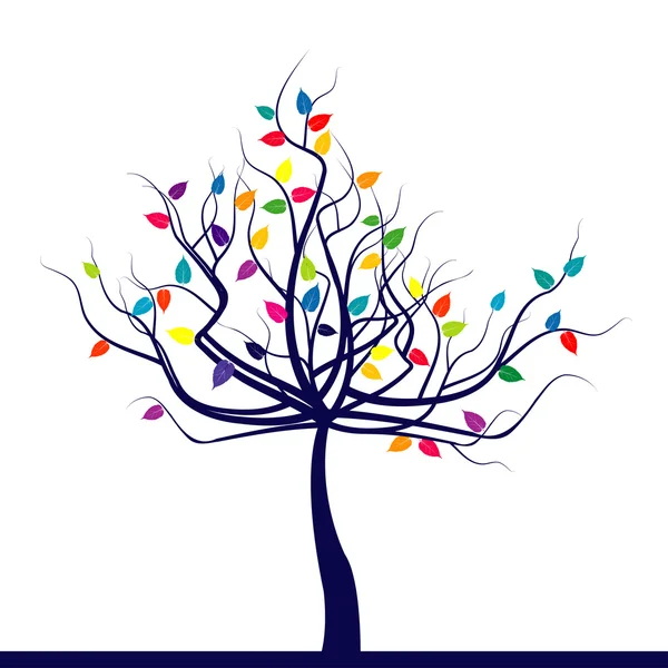 用彩色叶子的程式化的树 — 图库矢量图片