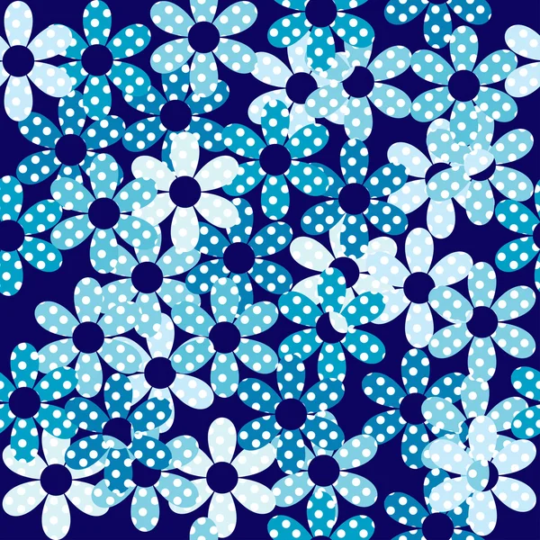Blue dotted flowers background — Stock Vector