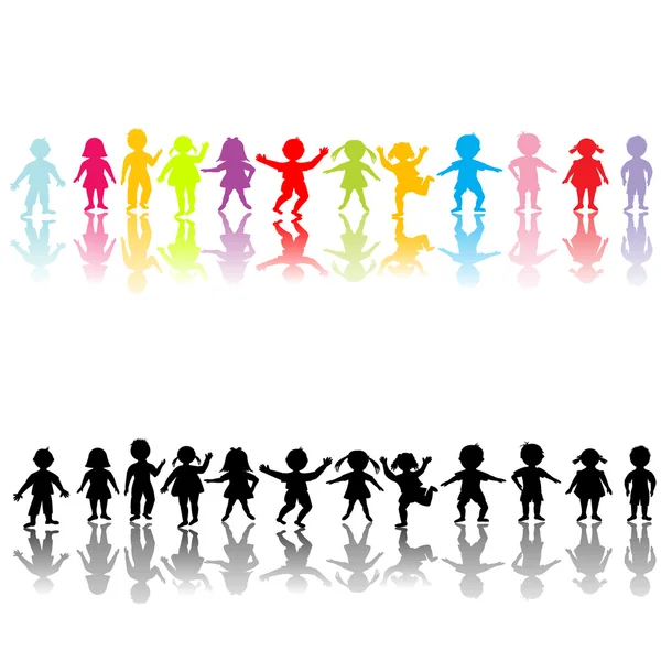 Kinderen Silhouetten — Stockvector