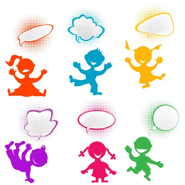 Playful children silhouettes — Stock Vector
