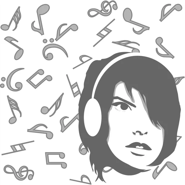 Chica escuchando música — Archivo Imágenes Vectoriales