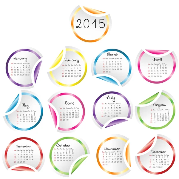 Calendario 2015 — Vettoriale Stock