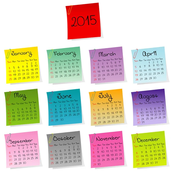 2015 kalendář vyrobený z listů — Stockový vektor