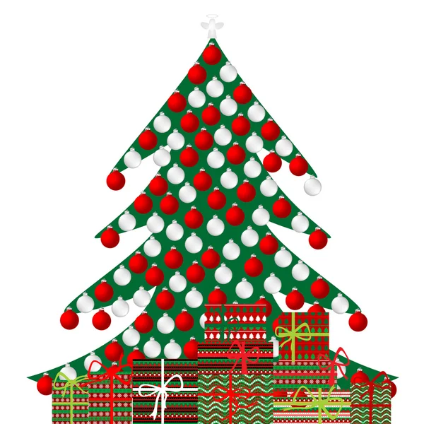 Arbre de Noël et coffrets cadeaux — Image vectorielle
