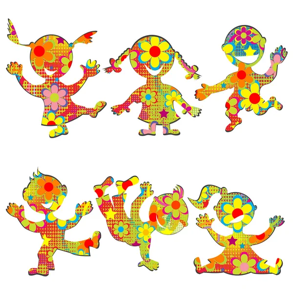 Floral stylized kids — Stock Vector