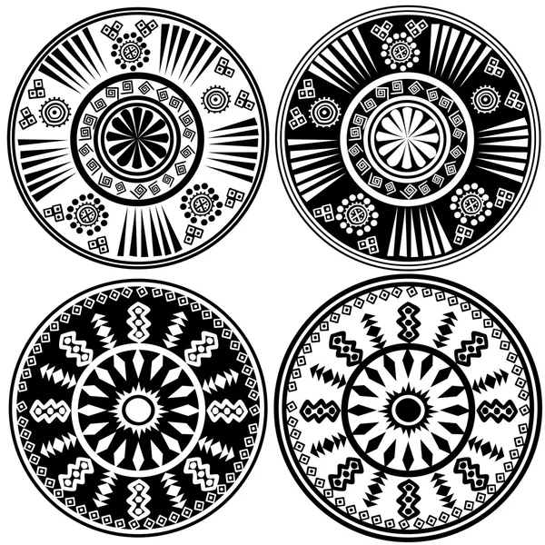 Круглые орнаменты в этническом стиле — стоковый вектор