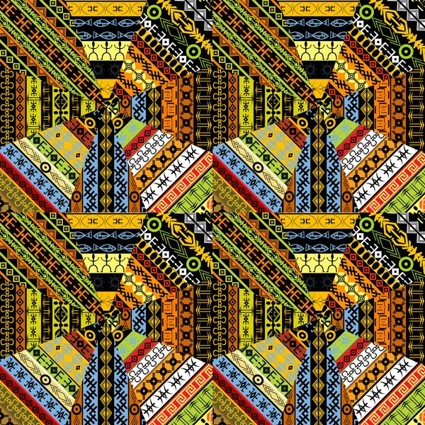 Ethnic patchwork fabric — Stock Vector