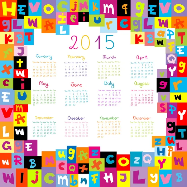 2015-re iskolák naptár — Stock Vector
