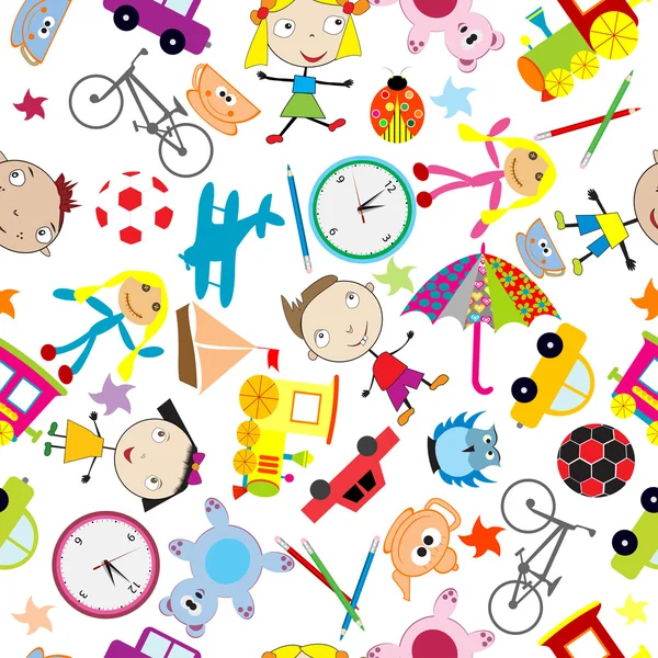 Pattern for kids with toys — Stock Vector